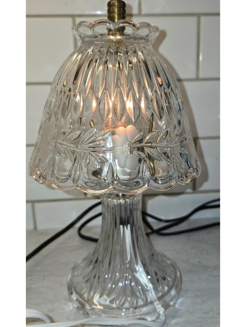 Vintage Princess House Heritage Romance Crystal Small Elec. Boudoir Lamp & Shade